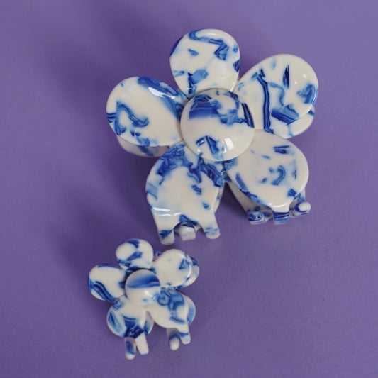 Haarclips Bloemen Delfts Blue