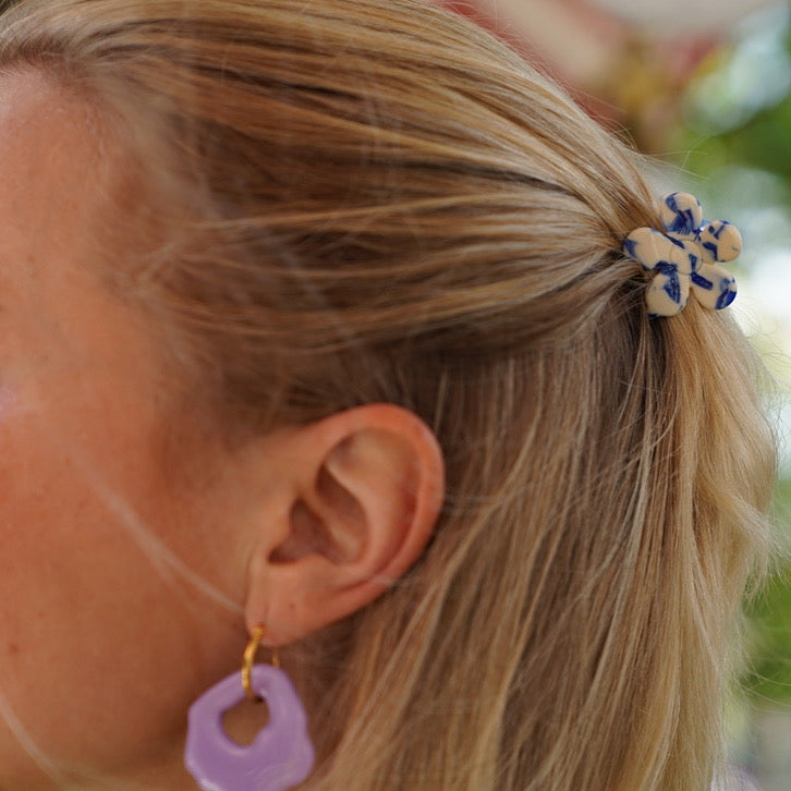 Hair clip Flower Delft Blue-small