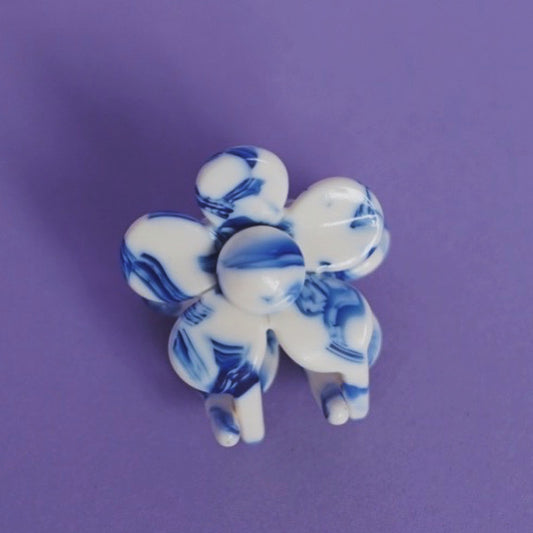 Hair clip Flower Delft Blue-small