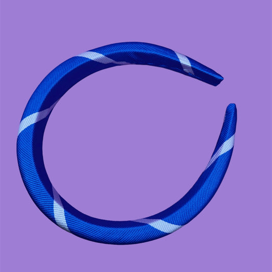 Tie headband- blue with white stripes