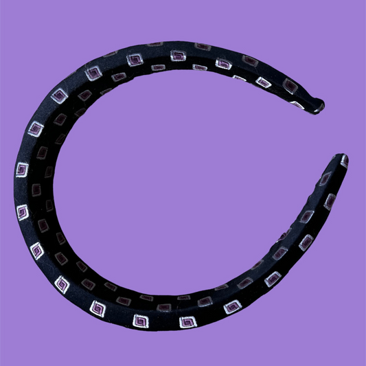 Tie headband - black with blocks